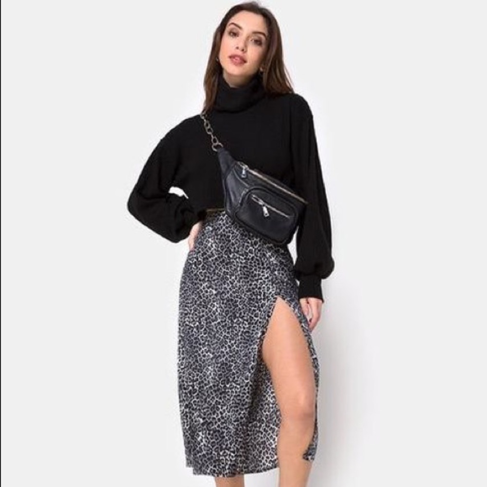 Motel Rocks Saika Leopard Grey Skirt